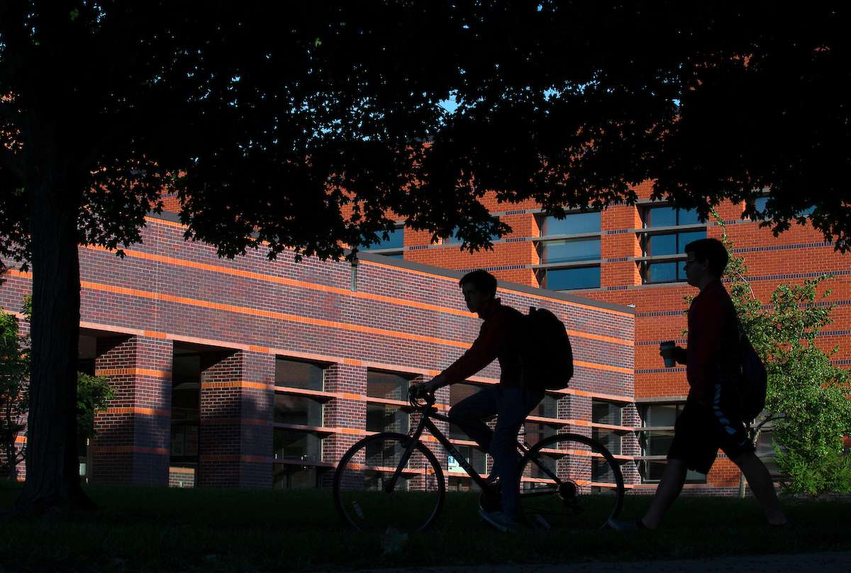 Students on campus biking