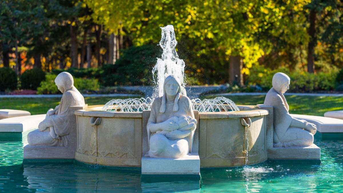 Iowa State’s iconic maidens in the “Fountain of the Four Seasons” (Christian Petersen, 1941) were restored and rededicated last fall. In the Christian Petersen Art Collection, Art on Campus Collection, University Museums, Iowa State University, Ames, Iowa.