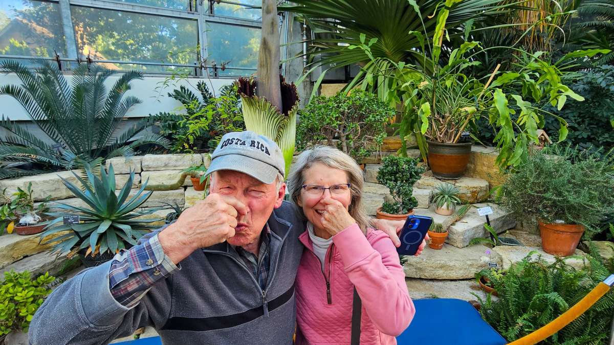 Dan and Lana Gogerty visit the corpse flower at Reiman Gardens