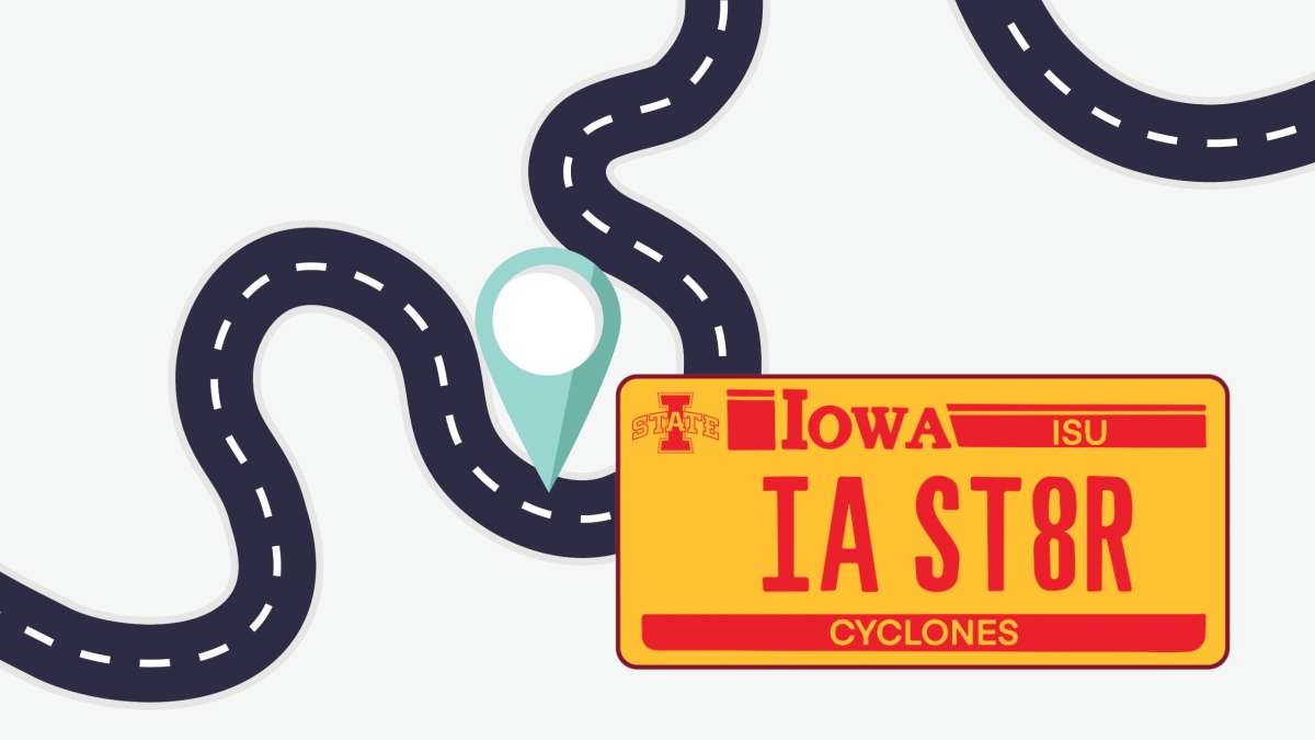 Iowa Stater license plate illustration