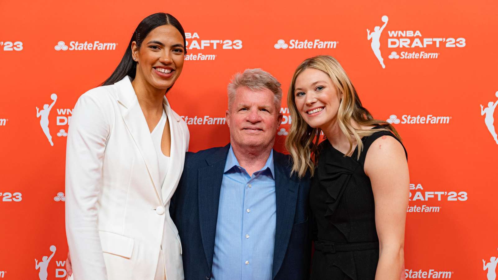 Stephanie Soares, Bill Fennelly, Ashley Joens at the WNBA draft