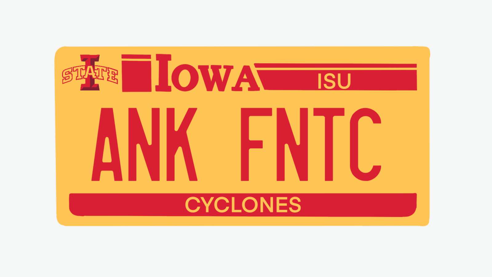 Iowa Stater license plate illustration