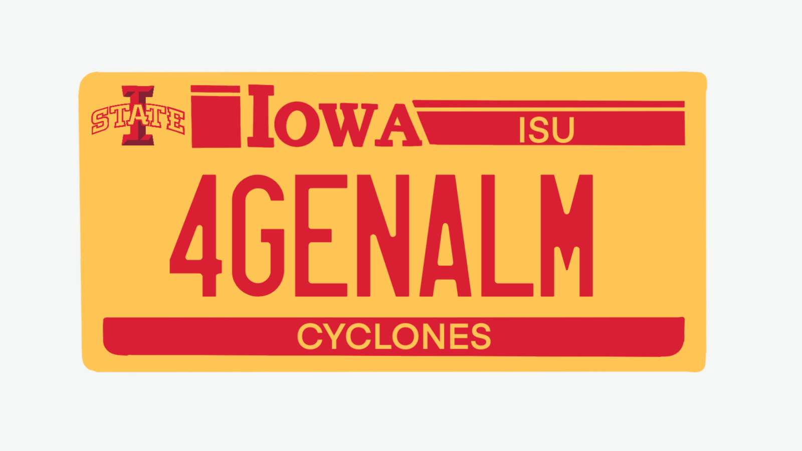 Iowa Stater license plate illustration